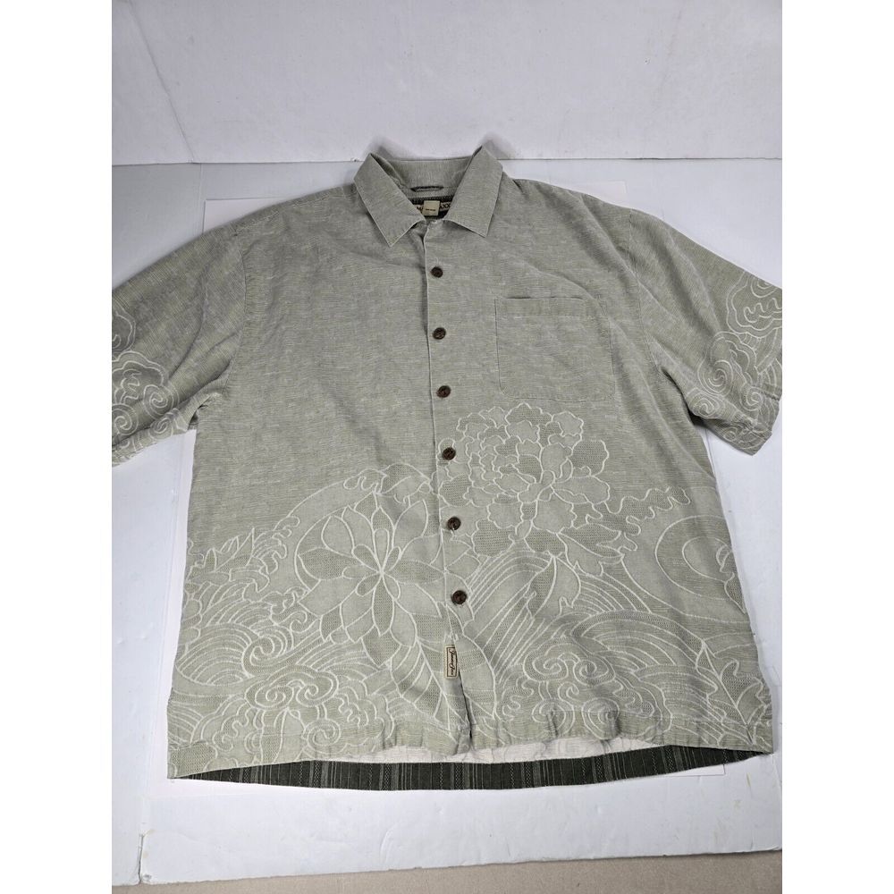 Jamaica Jaxx Silk Shirt Men L Large Button Up Floral Pocket Short Sleeve Shirt